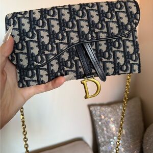 Blue and Beige Monogram Shoulder Bag